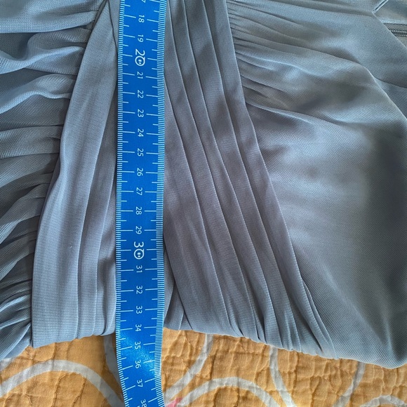 DB Studios Celebrate Dusty Blue mesh v-neck ruched waist spaghetti strap size 6 - Picture 10 of 10